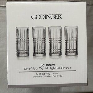 Godinger Crystal High Ball Glasses Set